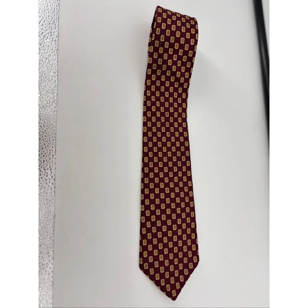 Brooks Brothers Makers 100% Silk Tie Burgundy Gold